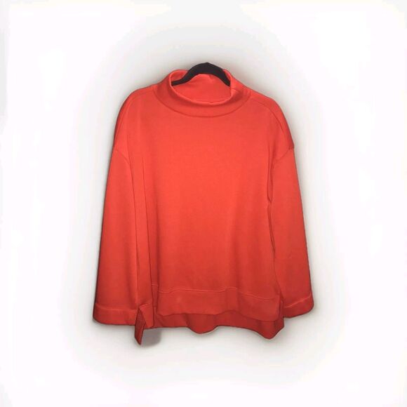 Maeve By Anthropologie Carys Mock Neck Sweater size Medium Red Orange Tangerine - Picture 1 of 8